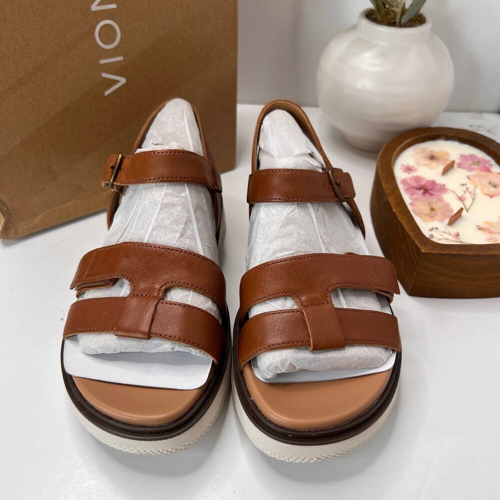 Vionic Solana Leather Strappy Platform Sandal Tan… - image 5